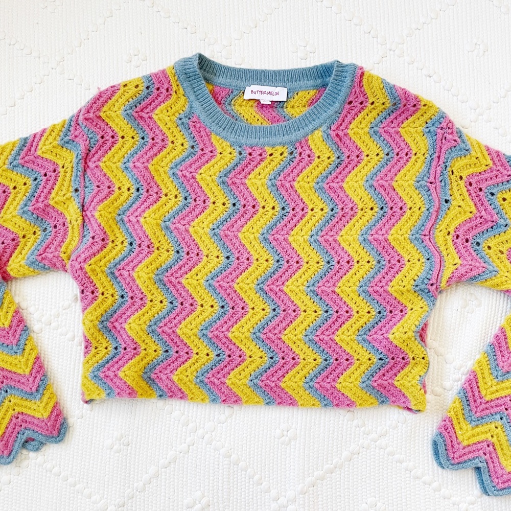 70s colorful swirl sweater